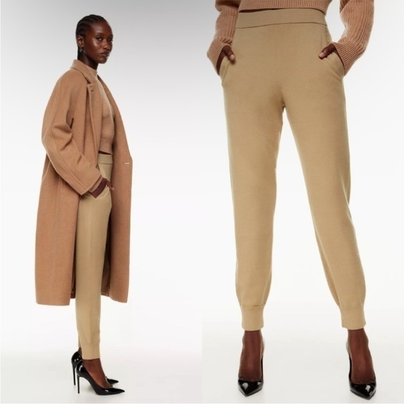 Aritzia Babaton Camel Brown High Waisted Knit Rodin Jogger Sweatpants  Pants - Picture 5 of 14